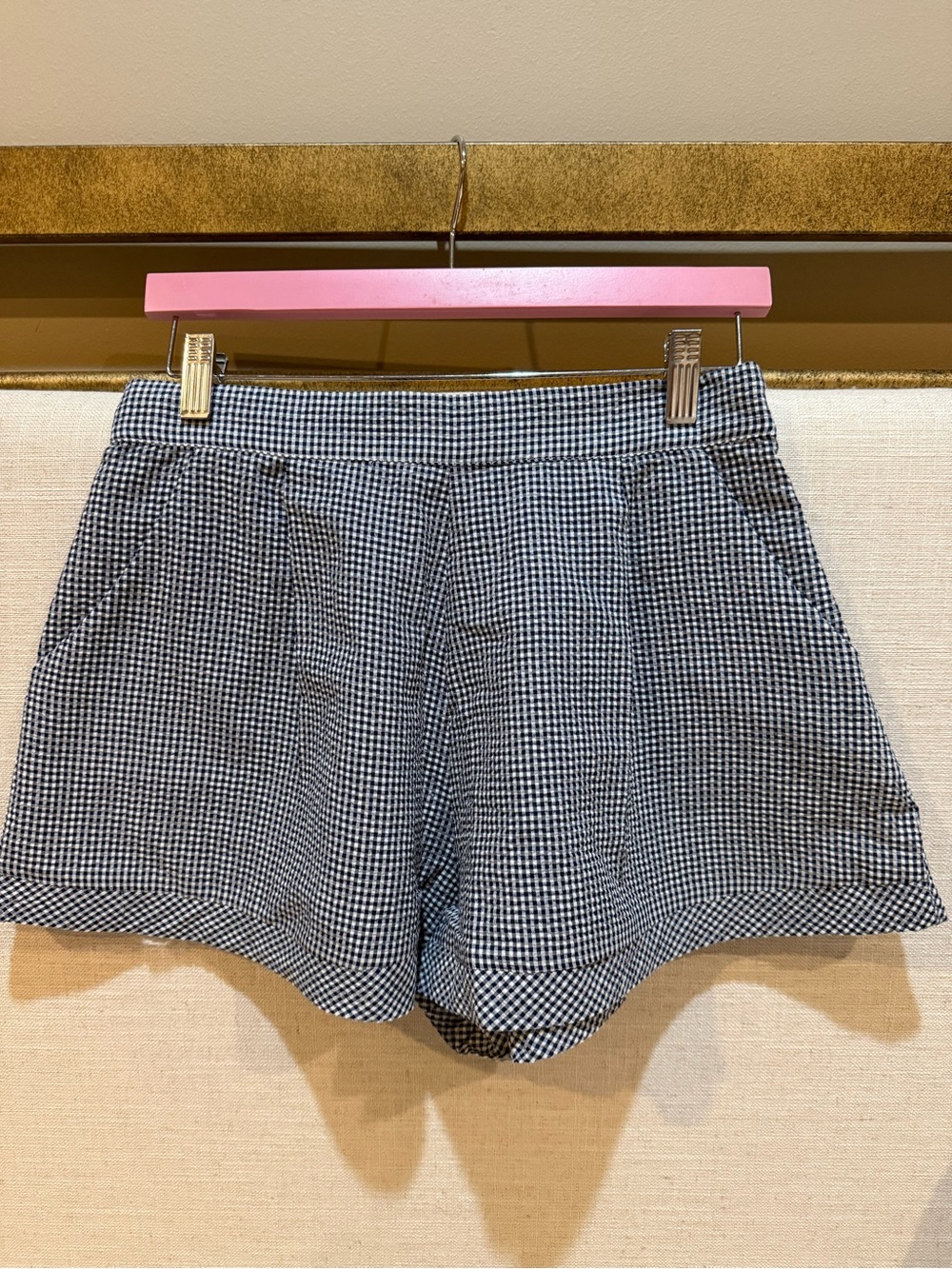 MINKPINK Navy & White Gingham Tailored Shorts